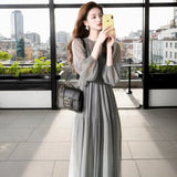 Unique Beautiful Temperament Goddess Fan Dress High Feeling Dignified Atmosphere Gentle Green