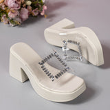 Asia Large-Size High-Head Drill Slippers Women Wear Waterproof Table Thick Bottom Cold Slippers