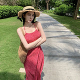Zingj Pink Small Floral Slim Big Back Pleated Neck Sling