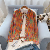 floral line sweater jacket women cardigan Korean version of the autumn 2021 new knitted sweater