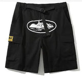 Street Hip-Hop Leisure Shorts High Street Loose Leisure Print Multi-Pocket Overalls Shorts