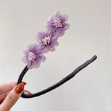 Women Elegant Bud Chiffon Flowers Bun Maruko Hairstyles Making Long Tools Sweet Headband Hairbands Fashion Hair
