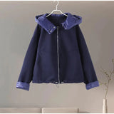 Removable Puffer Hoddie Patchwork Zipper Jacket- Outfit