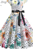 Polka Dot Print Women Summer Dress Vintage Swing Rockabilly Robe Femme Elegant Party