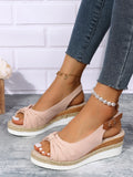 Zingj New Sandals Large Size Hemp Rope Bow Wedge Casual Sandal Women's