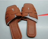 Version Of The Solid-Color Flat-Bottomed Slippers Women Slippers Square Head Breathable One Foot Pedal Home Slippers