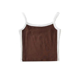 Vintage Striped Knitted Slings Sexy Elastic Word Shoulder Repair Umbilked Short