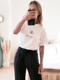 Sign Print Tee T-shirt White Cotton Summer Tshirt 2021 Casual Tops Femme Fashion