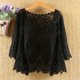 Cutout Knitted Cardigan Sweater Women Five-point Sleeves Thin Sunscreen Air Conditioning Short Sweater Female Spring