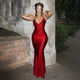 Sales Of Explosive Red Dress Dress Deep V Sexy Bare Back Slings Fishtail