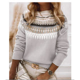 Hot New Sweater Women's Round Collar Color Loose Fashion Knitted Shirt Long