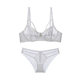 Fashion Bandage Bra Set Lingerie Push Up Brassiere Lace Transparent Underwear Set Sexy Ultra-thin Cup For Women