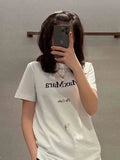 Camel Letter Print Casual T-shirts Women Short Sleeve Cotton T Shirt Female Fashion Chic Round Neck Tees Tops
