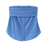 Zingj New Pleated Buckle Decorative Elastic Poplin Bra Top 4661008 211-1-Outfit