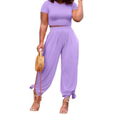 Suit Advanced Feeling Pure Color Ice Silk Wide Leg Trousers Girls High Waist Wide Leg Trousers Girls T-Shirt Two-Piece