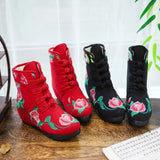 Zingj Boots With Cotton And Velvet Cotton Shoes Retro National Style Chinese Style Women's Shoes Cloth Shoes Ladies Embroidered Shoes Handmade High