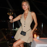 Buttoned Cropped Vest And Mini Skirt Set- Outfit