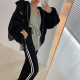 Solid Color Oversized Zip Up HoodieOutfit