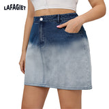 Denim Plus Size Skirt Spring Zipper Slim Gradient Ladies Skirt High Waist Short Skirt Summer Gothic Club Large Jean
