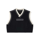 Old School Fashion Bella Oversized Knitted Vest Top Women Vintage Sleeveless Sweater Tank Tops Chic Street Girls