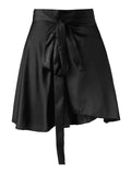 Satin Lace Up Mini Skirt-Outfit