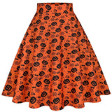 Ghost Bat Print Halloween Skirt 50s High Waist Hepburn Vintage Christmas Jurken Long Cotton A-Line Party Women's