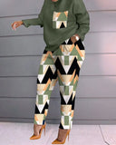 Fashionable Autumn And Winter Women's Casual Comfortable Printed Long-Sleeved Trousers