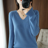 Sweaters Women Casual V-neck Solid Jumpers Pullovers Spring Autumn Womens Sweater Cashmere Knitwear Bottoming