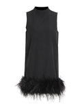 Spring 2025 New Fashion Niche Design Feel Solid Color Collar Feather Splicing High Sense Short Dress Dress