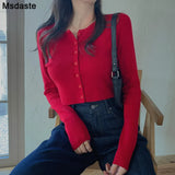 Cardigans Women Knitted Crop Sweater Top Casual Short Cardigan Female Korean Style Black Cute Knit Sweaters Vintage
