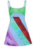 Patchwork Striped Cutout Mini Dress- Outfit