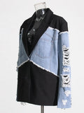 Temperament Commuter Wind 2025 Autumn New Fashion Jeans Stitching Hand Worn Design Suit Jacket