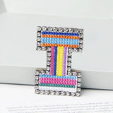 Jewelry 26 English DIY Name Letters Alphabet Rainbow Embroidery with Pin Ouch Beeding Womens Brooches Patches