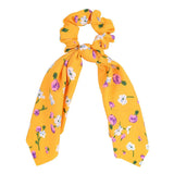Bow Long Ribbon Hair Scrunchie Chiffon Floral Print Sweet Elastic Hair Band Ponytail Hair Scarf Hair Tie Hair