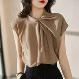 And South Korea 2025 Summer New Heart Machine Details Collar Refreshing Tian Silk Mixed Spinning French Small