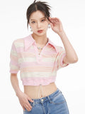 New Summer Tide Y2k T-shirt Korean Fashion Women Short Sleeve Tee Polo Crop Tops Clubwear Harajuku Design E-girl