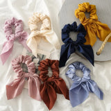 Color Women Hair Scrunchie Bows Ponytail Holder Hairband Bow Knot Scrunchy Girls Hair Ties Hair