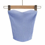 Sexy Cropped Tube Tops Woman Ribbed Knitted Strapless Tops Off Shoulder Slim Vest