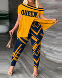 Independent Station Spring And Summer Printing Fashion Suit 2-Piece Set For