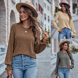 Hot Selling New Women's Wear 2025 Round Collar Solid Color Casual Loose Women's