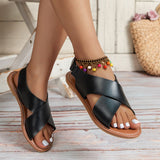 Zingj Sandals Women 2023 Summer Soft Bottom Comfortable Round Head Solid Color Plus-Size Women's