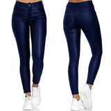 High Waist Casual Skinny Leather Tights