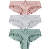 3PCS/Set Lace Cotton Panties Women Sexy Bow Briefs Soft Lingerie Female Briefs Panty Women's Underpants