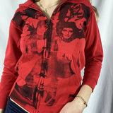 Hoodies with Pockets 90s Vintage Graphic Y2K Aesthetic Coat Top E-girl Sweatshirts Spring Autumn Printed Zipper