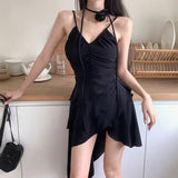 Pleated V-Neck Suspender Dress In Summer, The New Niche Design Feels Sweet And
