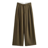 Women's Autumn New Dress V-Neck Short Vest High-Waist Broad Leg Trousers Commuting