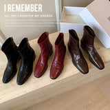Zingj Autumn High Quality Short Boots Female Burst Inside And Outside The Head Layer Of Leather After The Zipper Flat Bottom Thin Boots Female Fashion Boots-Outfit