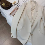 Zingj Suit Jacket Female GJ Sense Spring Autumn 2024 New White Korean Version Fashion Long Small