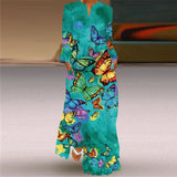 Long V-neck Printing Sleeve Pocket Printed Loose