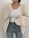 Open Front Long Sleeve Knit Cardigan- Outfit